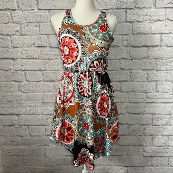 Shein Asymmetrical Abstract Floral Print Summer Dress Size Small - Picture 2 of 9